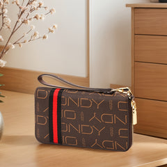 Detachable Wristband Long Wallet Coffee/Caramel PVC & Polyester Lining