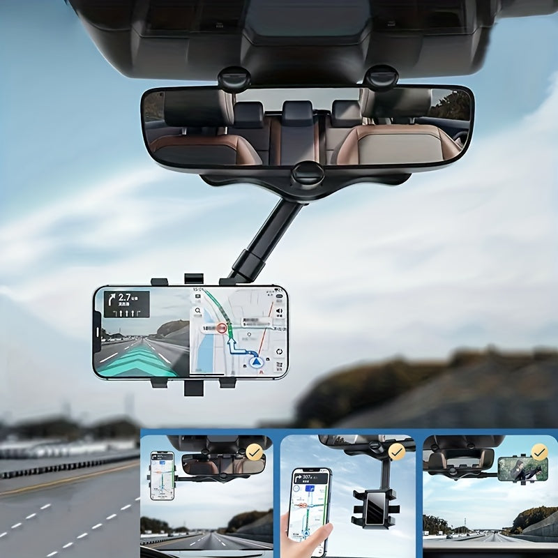 Car Phone Holder Rearview Mirror Mount 360 Rotatable