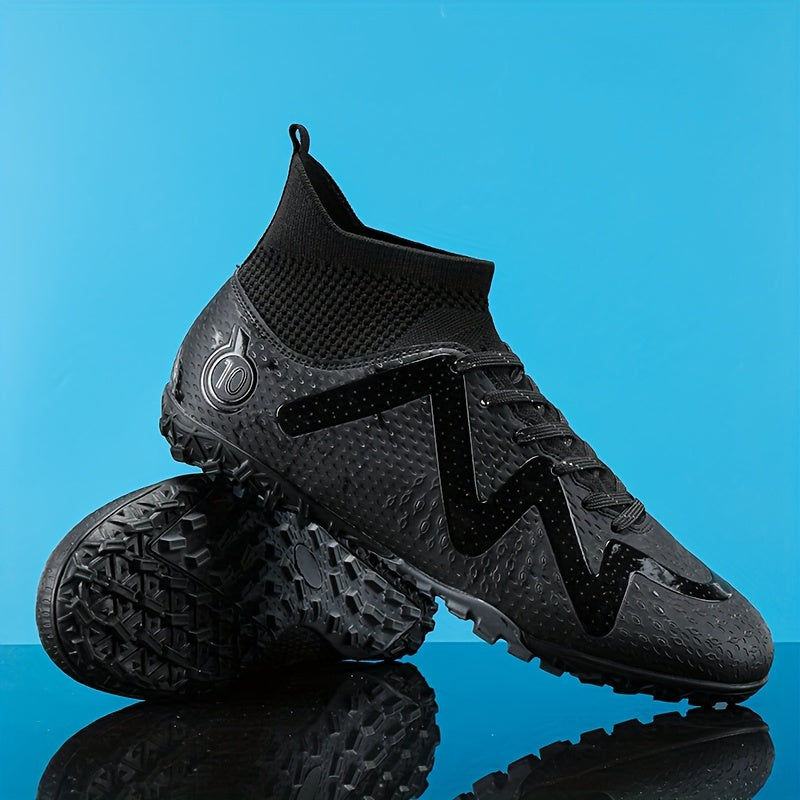 Boy's High Top Turf Football Boots Lace Up TF Soccer Cleats