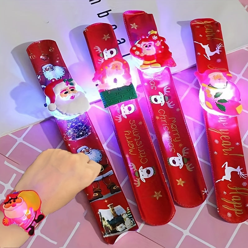 5pcs Christmas Santa Claus Slap Bracelets Assorted Designs
