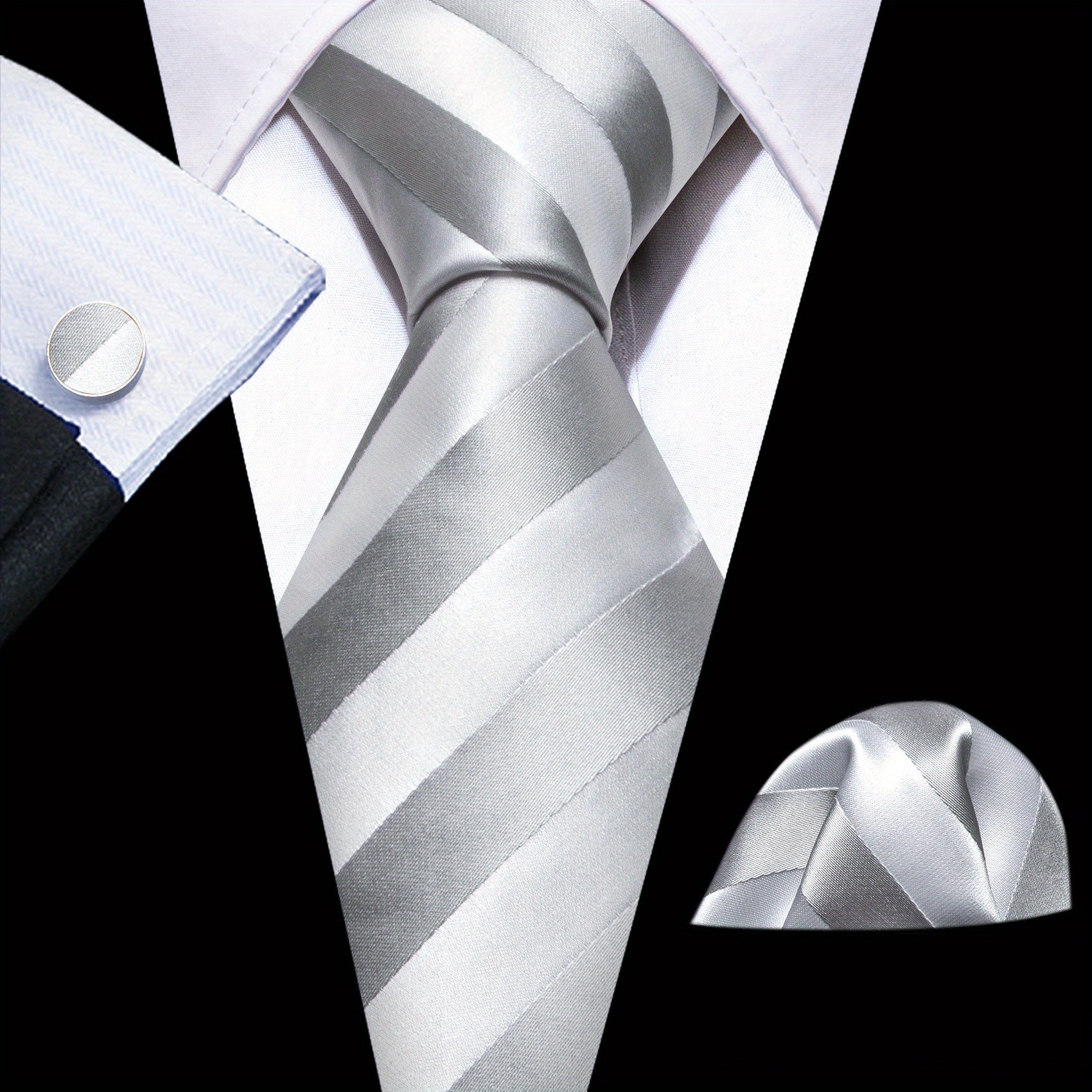 Barry Wang Wide Striped Tie Set for Evening Performances