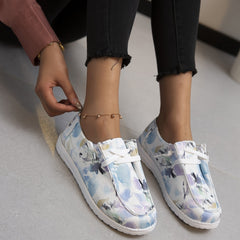 Women's Ink Painting Canvas Shoes Lace Up Lightweight Low Top Shoes