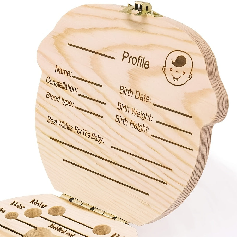 Baby Teeth Keepsake Box Wooden Corrosion Resistant Durable 12x4x1.2in