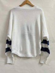 Anchor Print V Neck Sweater Long Sleeve Casual Pullover for Women