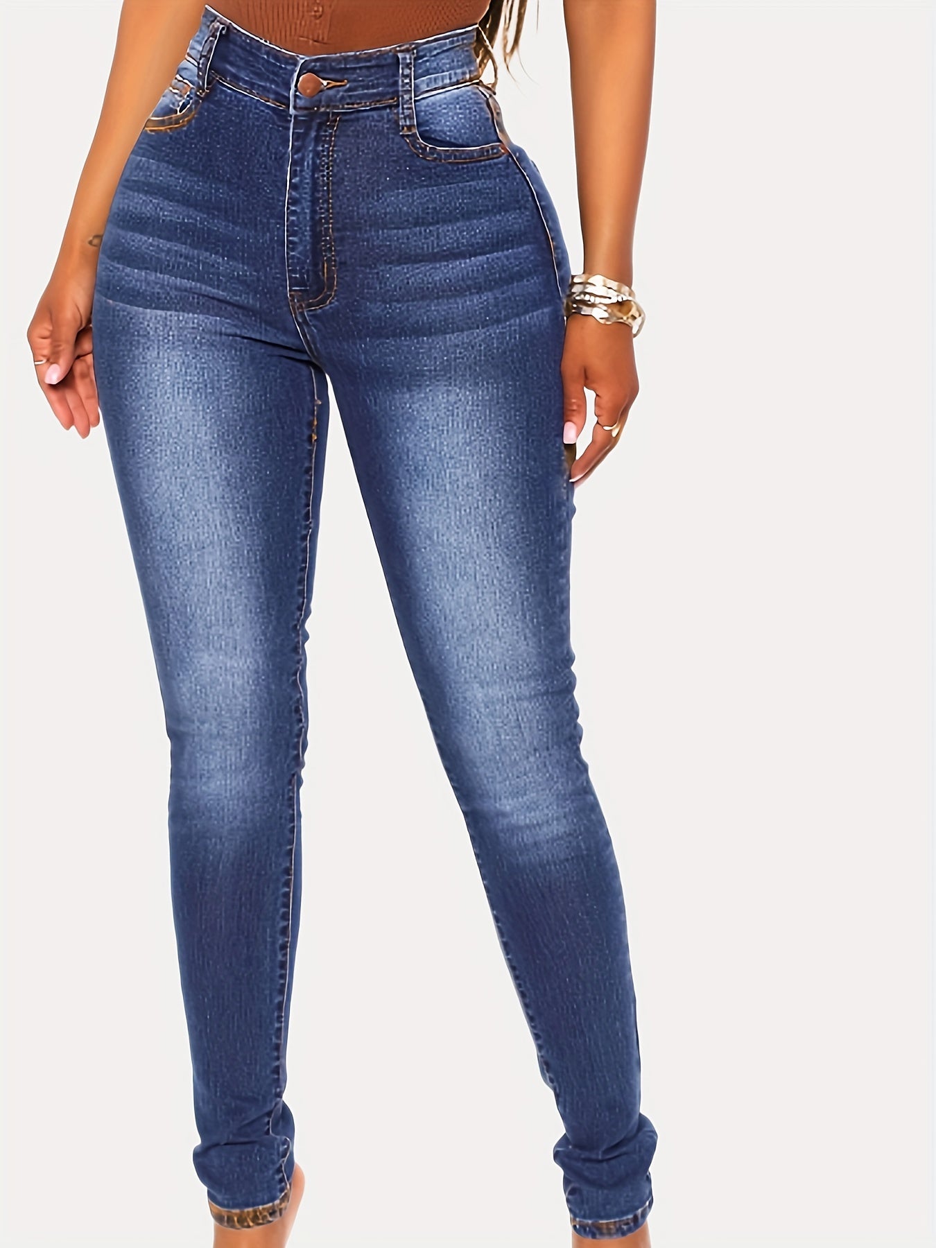 Button Fly Stretch Skinny Jeans