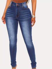 Button Fly Stretch Skinny Jeans