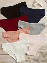 Women's Ribbed Briefs 7pcs Comfy Stretchy Intimates Panties