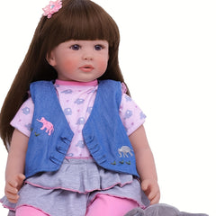 22 Inch Reborn Silicone Real Baby Toddler Doll Soft Reborn Girl Doll