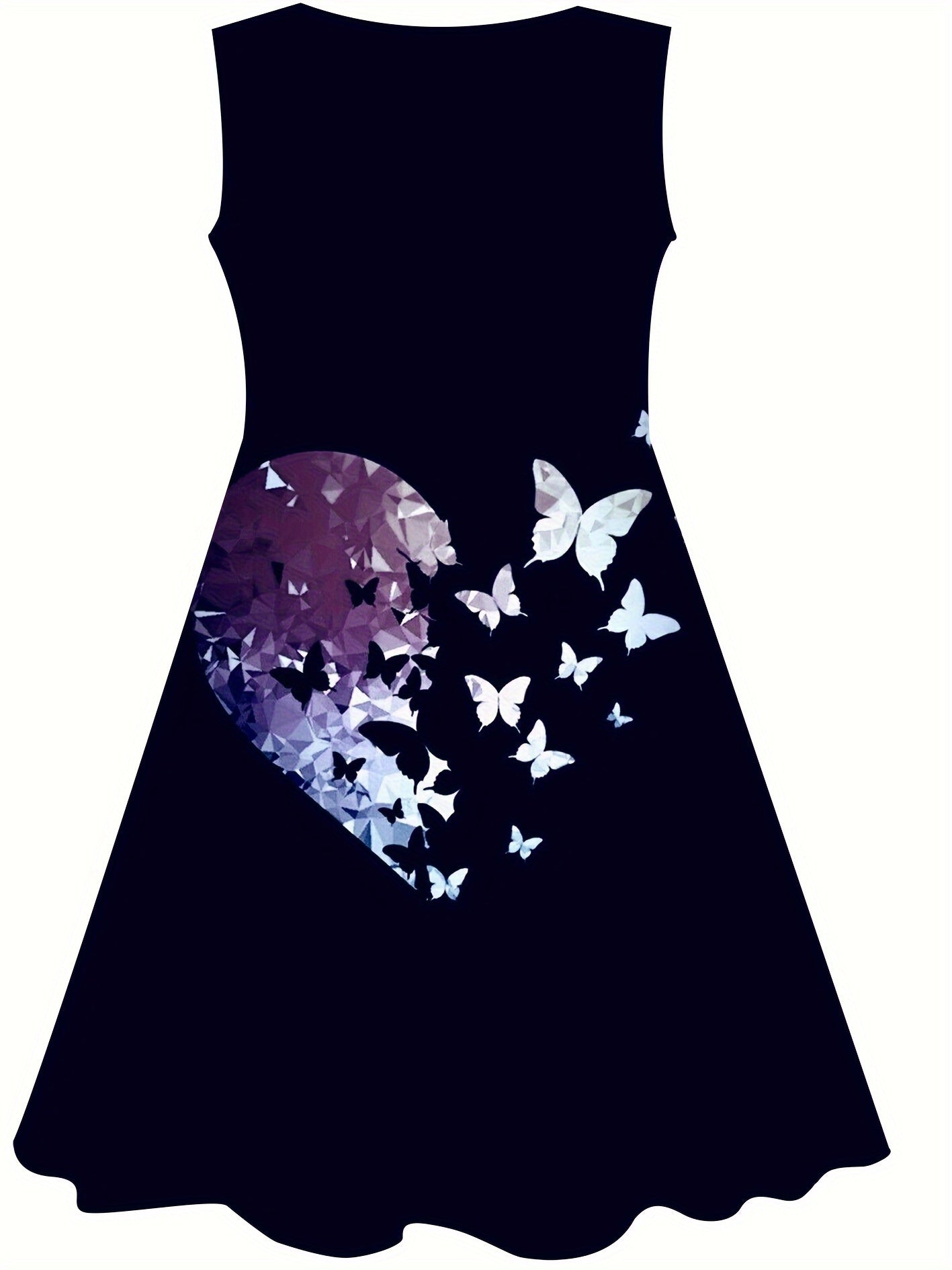 Girls Broken Heart & Butterfly Graphic Sleeveless Dress