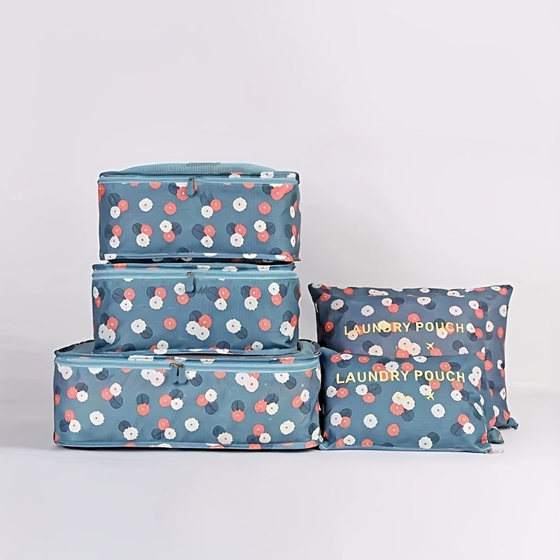 6 Pc Flower Pattern Bag Sets Travel Luggage Bags Dustproof Bags
