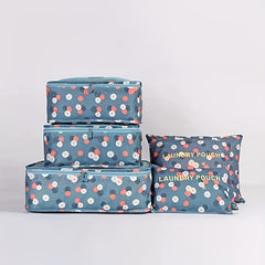6 Pc Flower Pattern Bag Sets Travel Luggage Bags Dustproof Bags