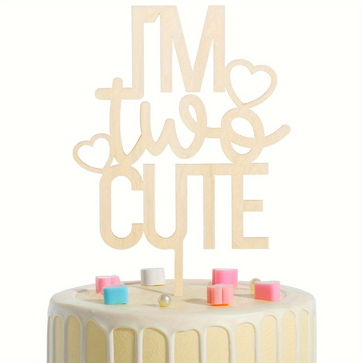 Wooden Birthday Party Two I M Two Cake Insert