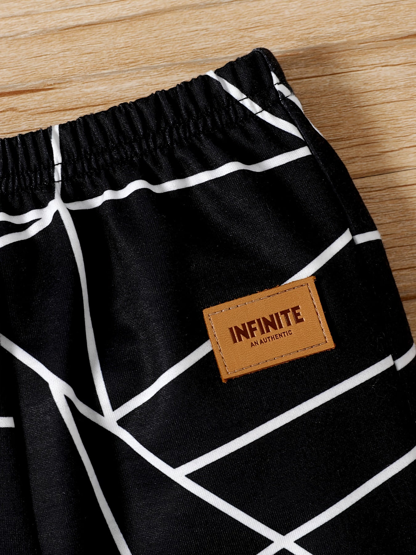 Baby Boy Geometric Print Pants with Leather Patch