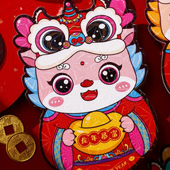 6pcs Year Of The Dragon Red Envelopes Spring Lucky Money Packets