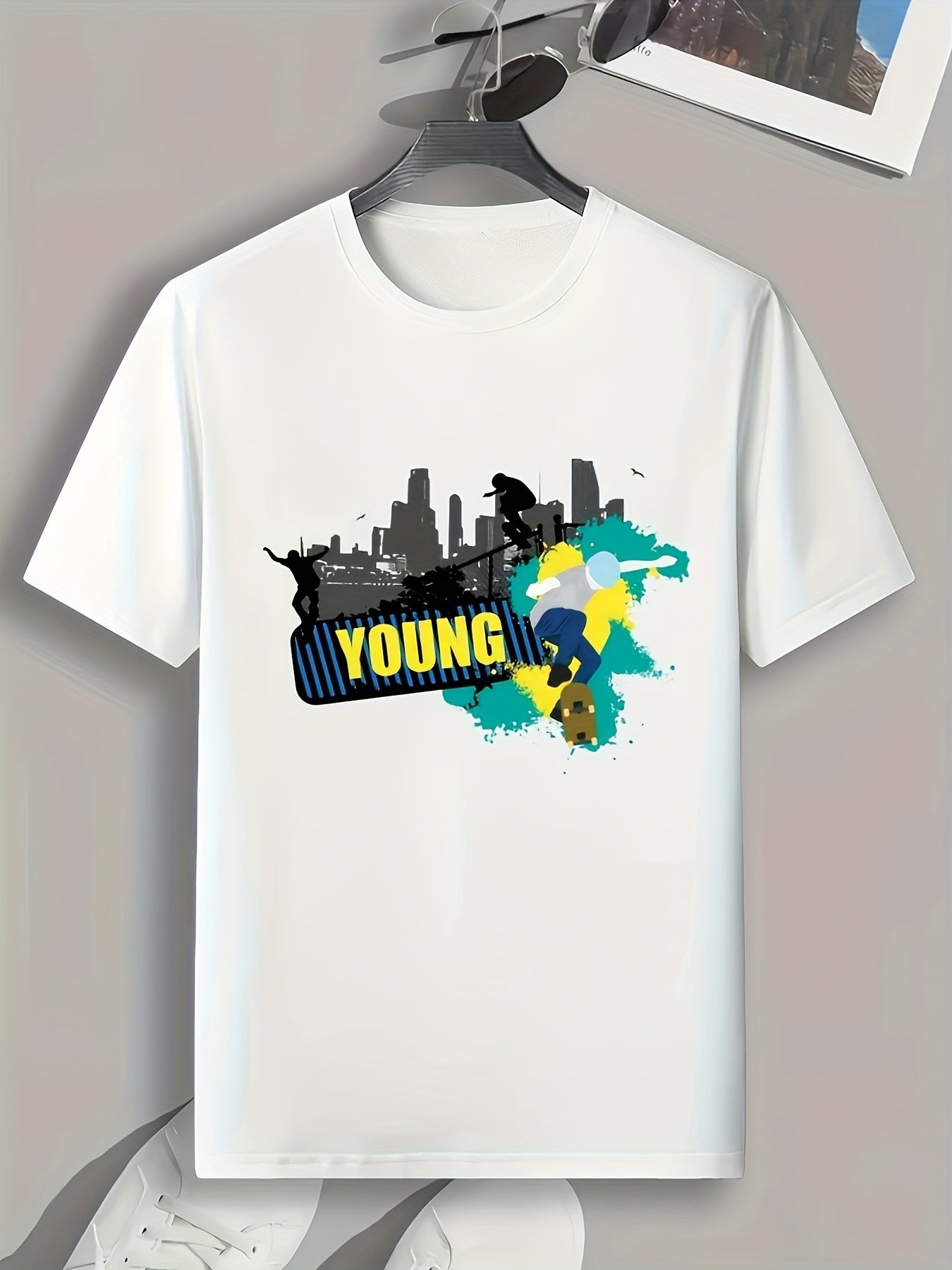 Skateboarding Print Men's Graphic Tee Casual Summer T-shirt