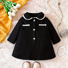 Toddler Baby Girls Tweed Coat Single Breasted Long Sleeve Outwear