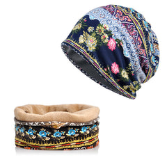 2PC Women Winter Beanie Hat Scarf Set Warm Fleece Lined Snow Knit Ski Cap