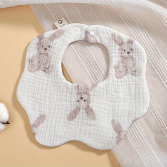 Baby 6-Layer Cotton Gauze Petal Bib, 360° Rotatable, Soft and Absorbent