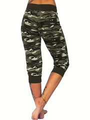 Camouflage Print Skinny Capris Leggings for Women