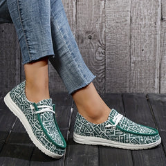 Women's Poker Card Boat Shoes Lace Up Flats Slip on Sneakers