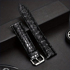 Crocodile Textured Leather Pin Buckle Strap 16-24mm
