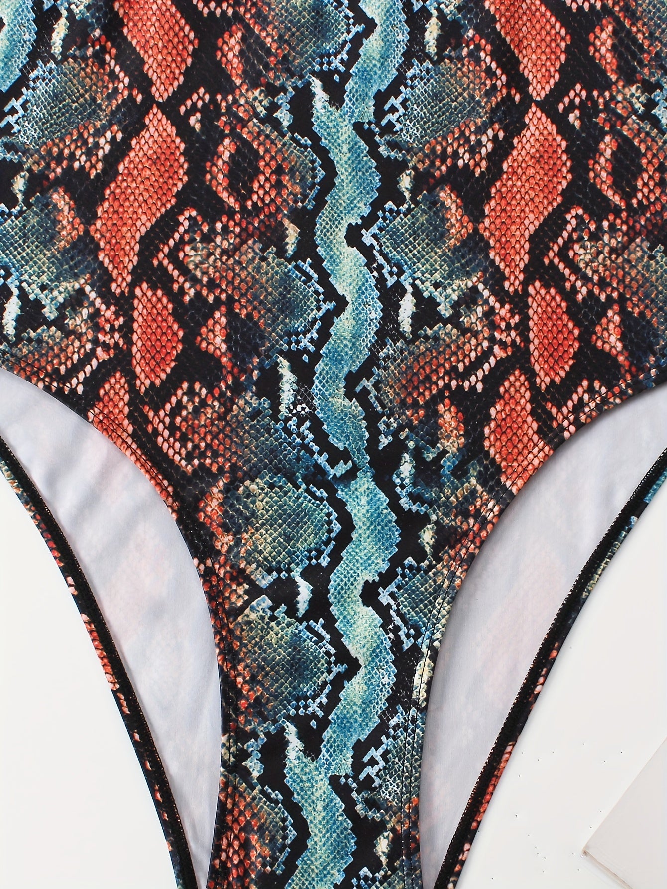 Sexy Swimsuit Women's Snake Print Cut Out One Piece