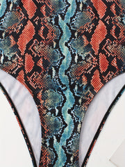 Sexy Swimsuit Women's Snake Print Cut Out One Piece
