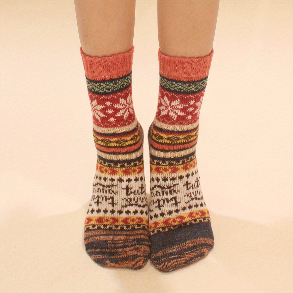 Ethnic Style Print Socks Women's Mid Tube Stockings
