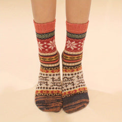Ethnic Style Print Socks Women's Mid Tube Stockings