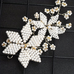 Pearl Tiara Braided Flower Headband Wedding Accessories