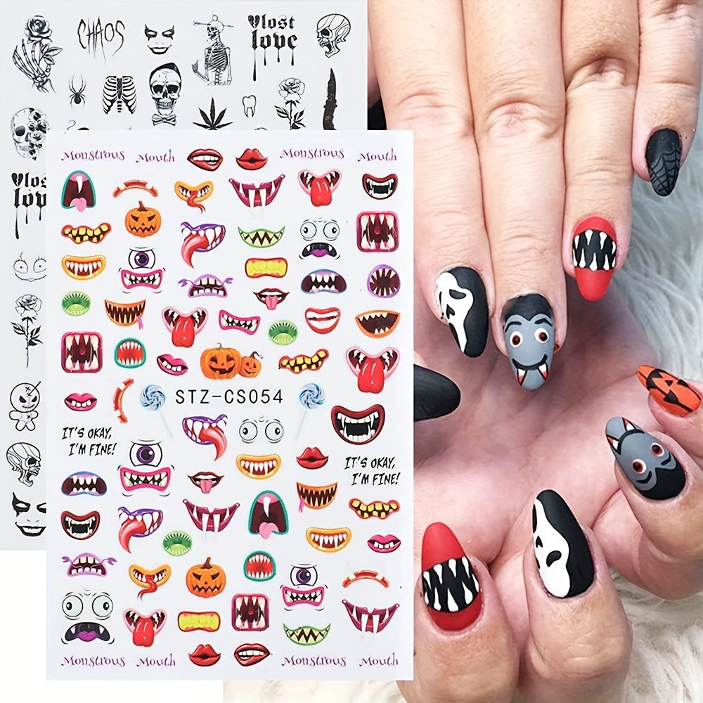 Halloween Nail Art Stickers 3D Self Adhesive Designs