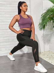 Mesh Tummy Control Yoga Leggings With Pockets