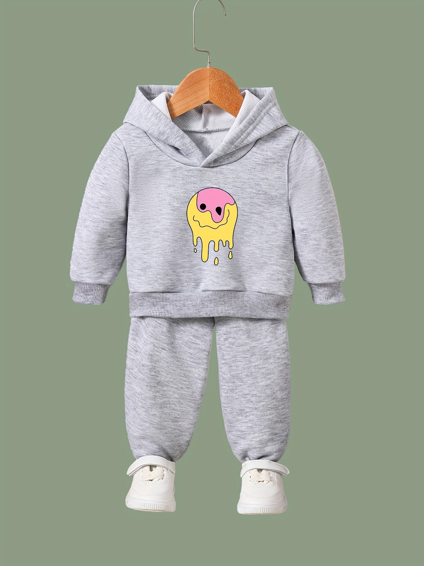 Emoticon Pattern Long Sleeve Hooded Sweatshirt