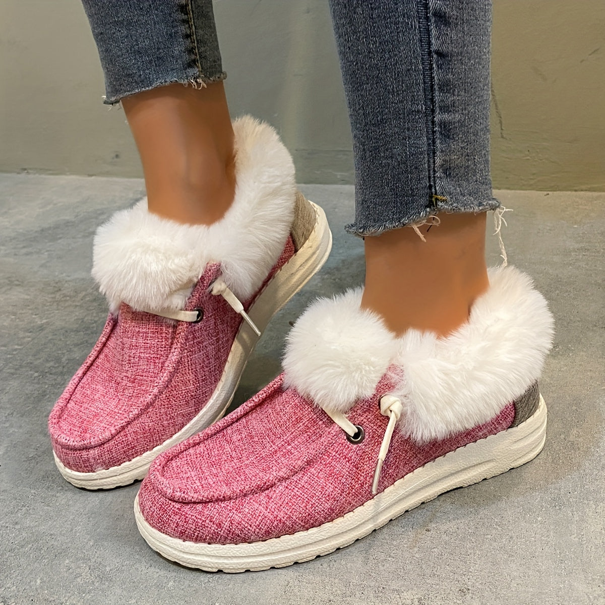 Women's Plush Lined Snow Boots Keep Warm Flat Loafers Shoes