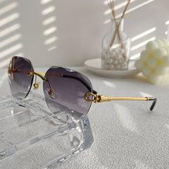 Summer Rimless Metal Polygon Pilot Aviation Sunglasses
