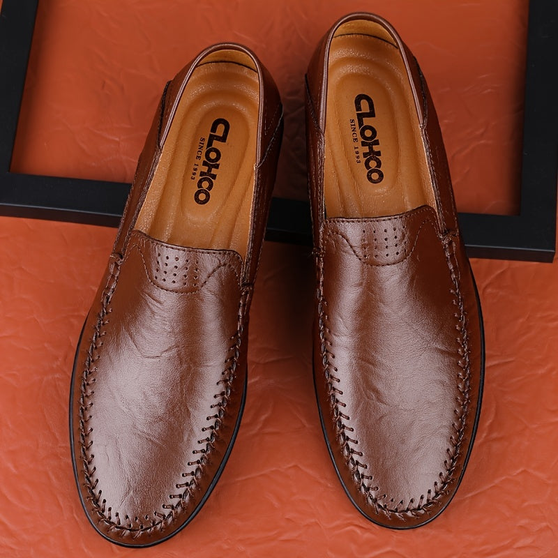 CLOHOO Personalized Leather Loafer Shoes Lightweight Casual Sneakers