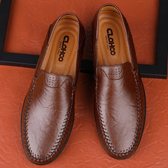 CLOHOO Personalized Leather Loafer Shoes Lightweight Casual Sneakers
