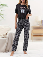 Cartoon Dog Print Pajama Set Women's Sleepwear & Loungewear