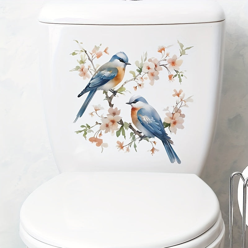 Romantic Flower And Bird Toilet Sticker Self-adhesive Waterproof PVC Sticker