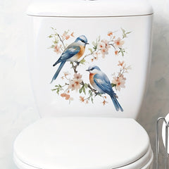 Romantic Flower And Bird Toilet Sticker Self-adhesive Waterproof PVC Sticker