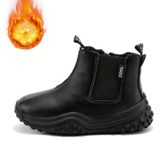 Girl's Plush Lined Ankle Boots with Side Zipper