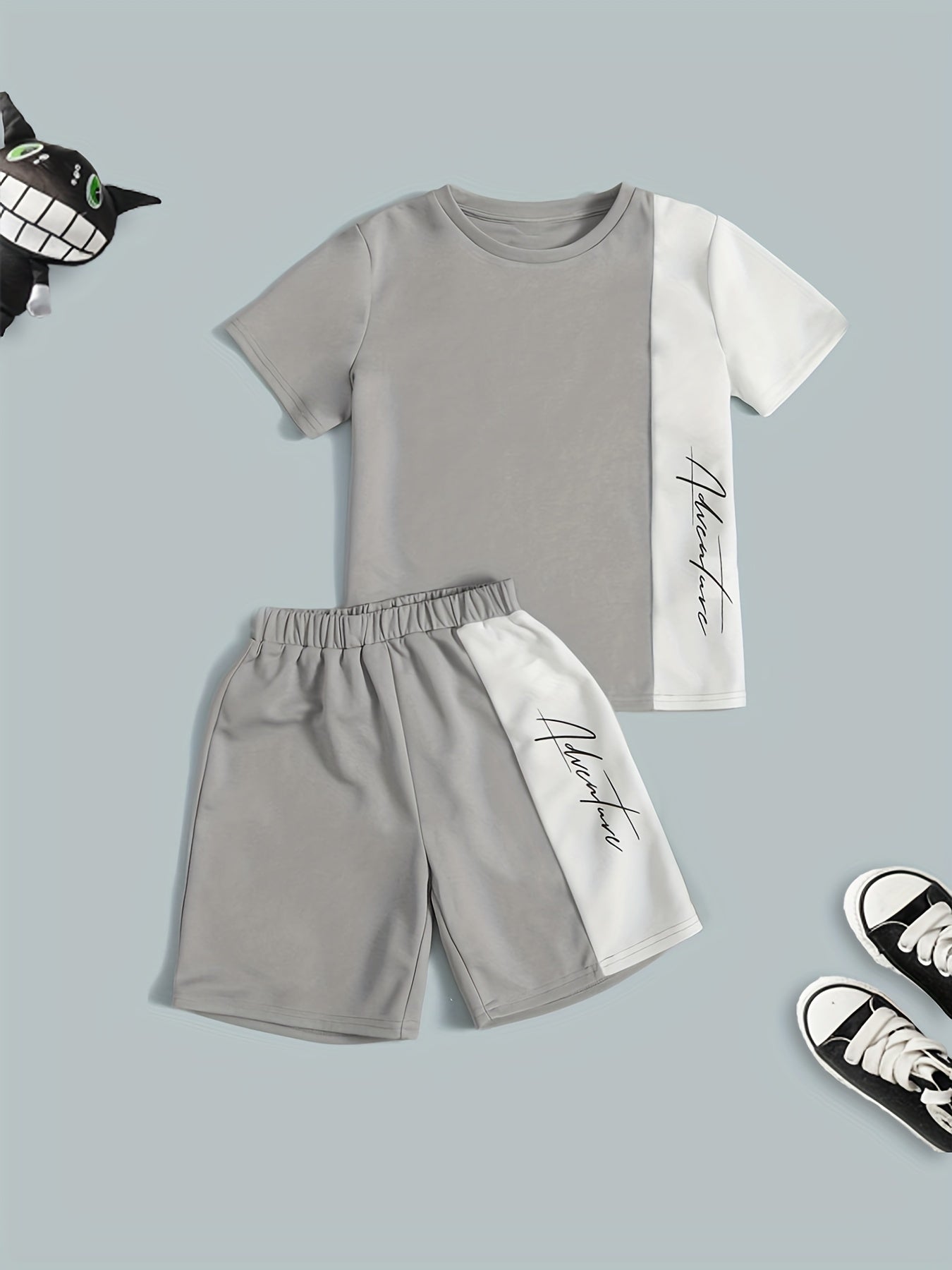 Boys Casual Block Letter Graphic Print T-shirt & Shorts Set
