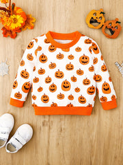 Baby Halloween Sweatshirt Cartoon Print Pullover Top