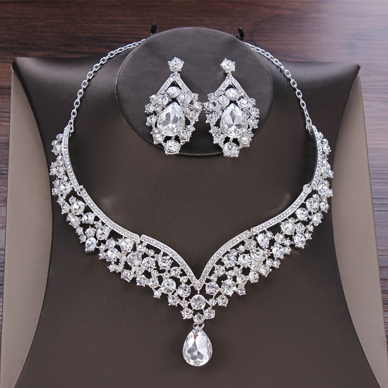 Baroque Crystal Crown Tiara Bridal Jewelry Sets