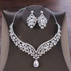 Baroque Crystal Crown Tiara Bridal Jewelry Sets
