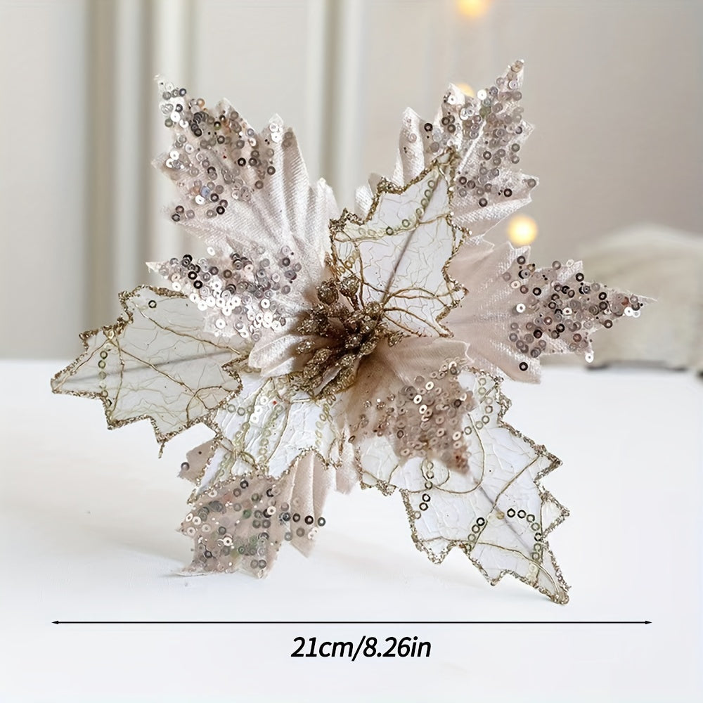 Christmas Tree Flower Arrangement Sequins Window Scene Decoration
