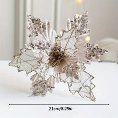 Christmas Tree Flower Arrangement Sequins Window Scene Decoration