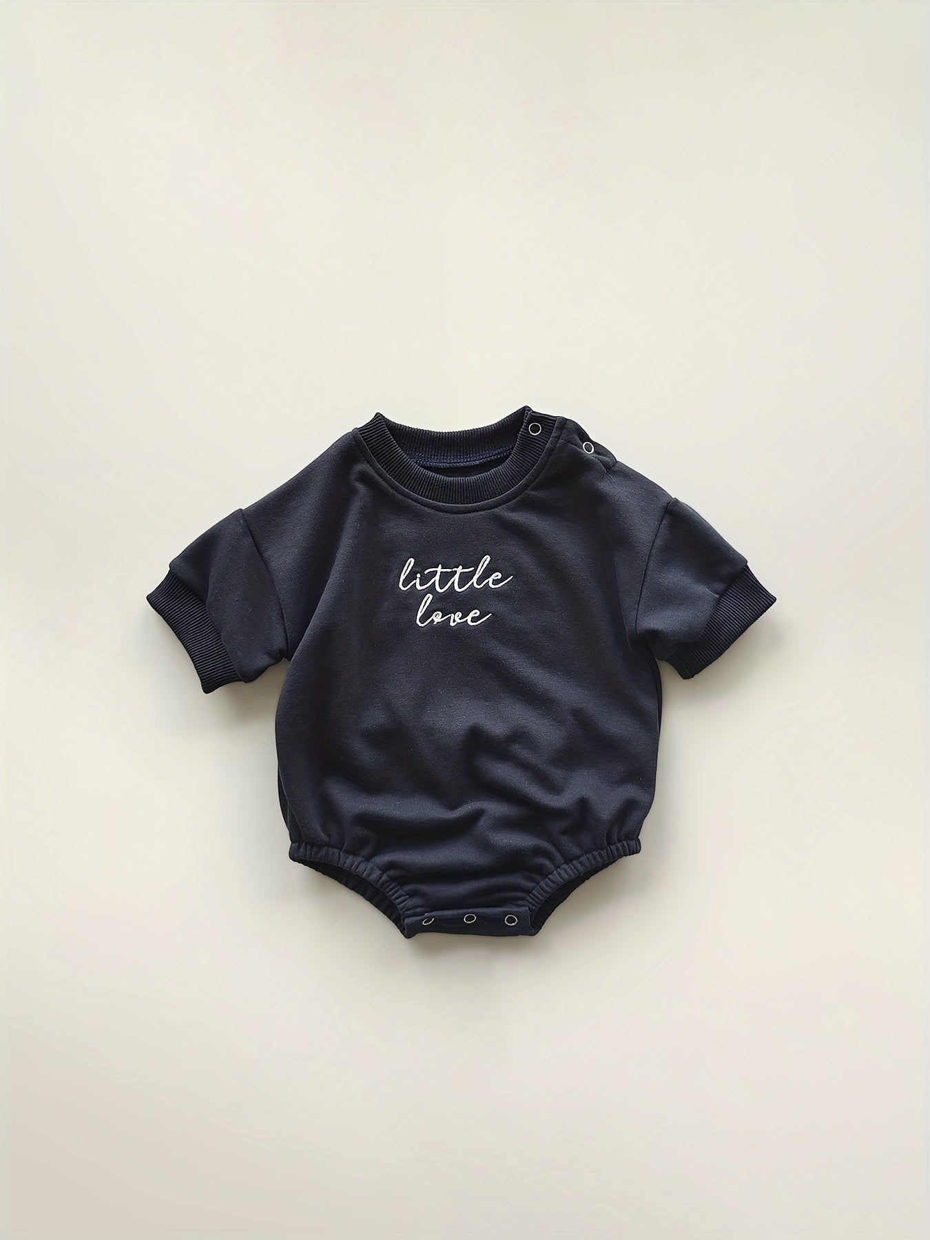 Baby Boys LITTLE LOVE Embroidery Onesie Short Sleeve Romper
