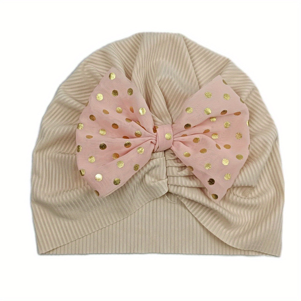 Sequin Bow Decor Turban Cap Elastic Head Wrap Lightweight Beanie