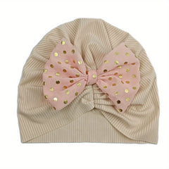 Sequin Bow Decor Turban Cap Elastic Head Wrap Lightweight Beanie